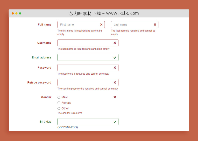 jquery表单验证插件Bootstrap Validator