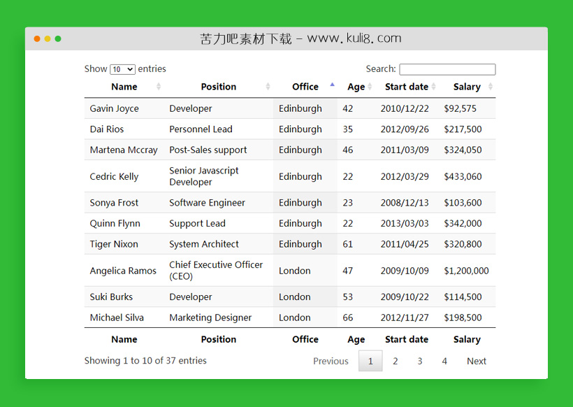 table表单数据处理插件DataTables