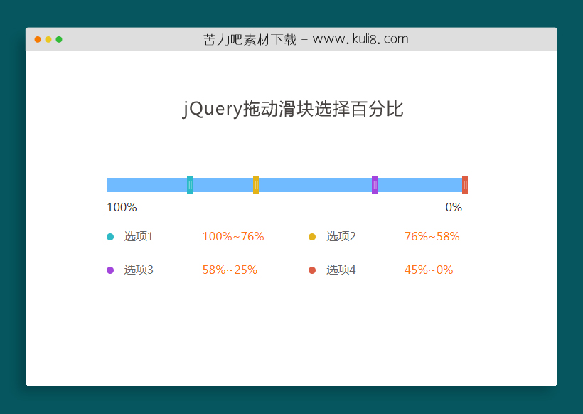 jquery拖动滑块选择百分比效果代码