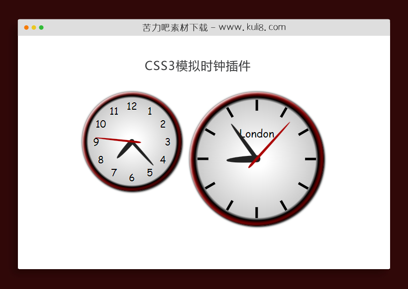 jquery和CSS3创建的轻量级模拟时钟插件