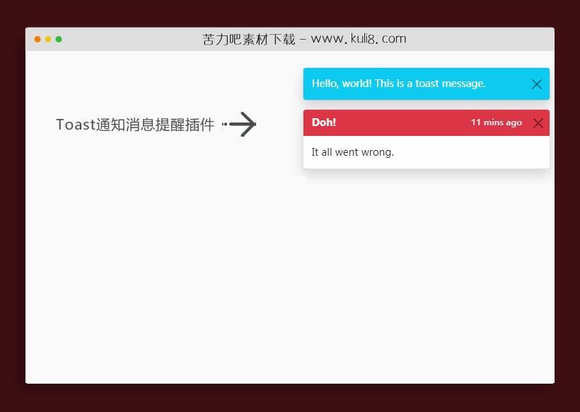 jquery右上角可关闭的toast通知消息提醒插件