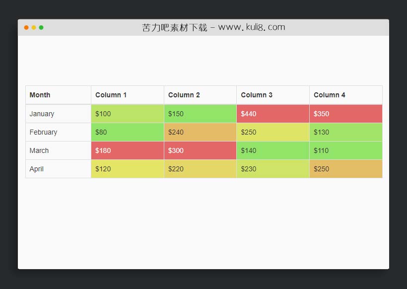 jquery表格table数据行实现不同背景色特效插件