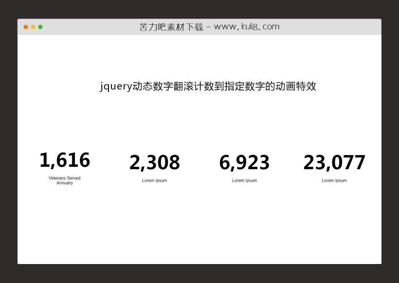 jquery动态数字翻滚计数到指定数字的动画特效