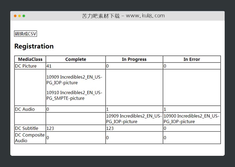 jquery页面table表格生成CSV文件转换器插件