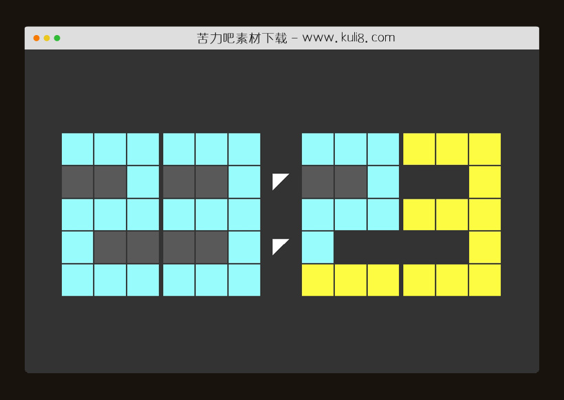 像素方块数字时钟CSS3特效代码