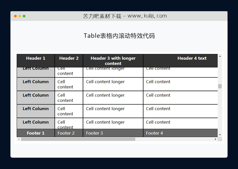 table表格内滚动特效代码