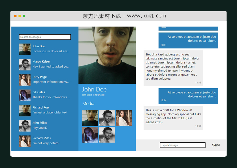html5高仿Windows8 Messenger在线聊天网页模板