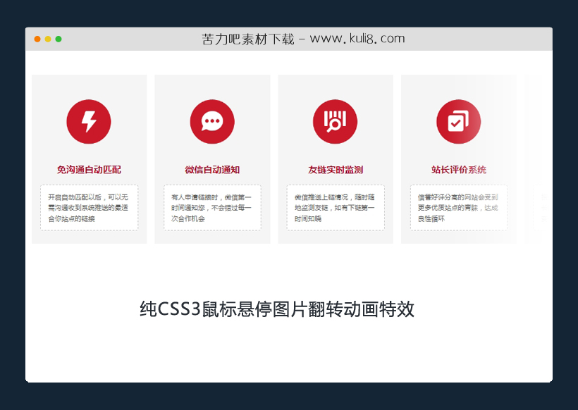 纯CSS3鼠标悬停图片翻转动画特效