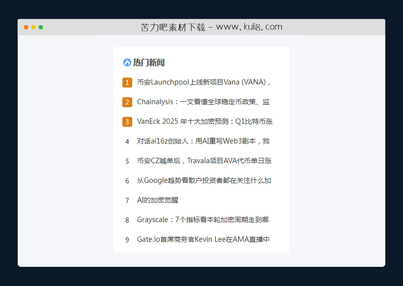 CSS边栏热门新闻列表排行榜布局代码